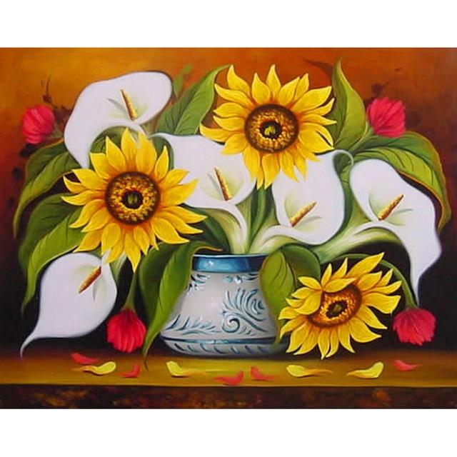 Full Round Drill 5D DIY Diamond Painting Flower Diamond Embroidery Sunflower Cross Stitch Round Mosaic Rhinestone Crafts Gift