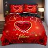 Red Festive Romantic Love Rose Digital Printing Retro Three-Piece Wedding Quilt Cover Bedding Couple