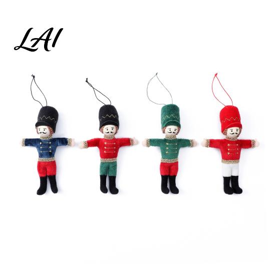 Christmas Tree Ornament Nutcracker Fabric Ornament Handmade Stuffed Soldier Decoration Pendant Xmas Hanging Decor Pendant Party Supplies Retro