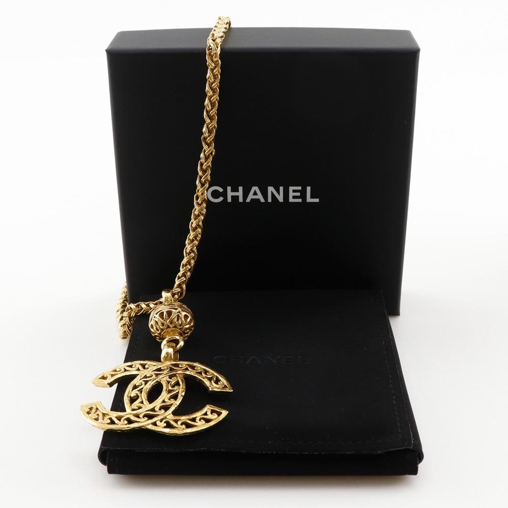 Chanel COCO Mark Necklace Vintage Plated Gold 84.6g Women Used