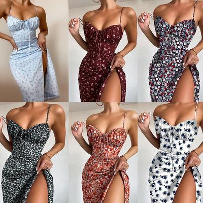 Summer New Women's Fashion Sexy Fragmented Flower Strap Dress