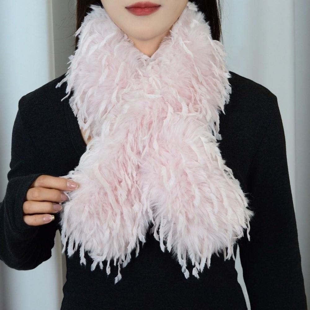 Autumn Winter Soft Plush Fluffy Fur Scarf Thicken Warm Neck Covers Cold Resistant Cross Neckerchief Neck Warmers