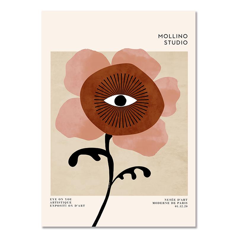 Abstrakte Zitronen-Blumen-Auge-Orange-Poster und Drucke, Vintage-Pflanzen-Wandkunst, Wandbilder für Wohnzimmer-Dekoration, Leinwandgemälde