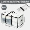 4Pcs Waterproof Woven Storage Bag Large Space Heavy Duty 3 Side Zip Design Moving Organiser for Luggage Clothes Bedding