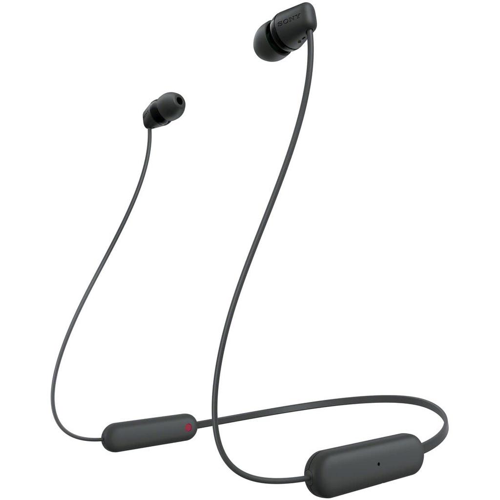 Sony WI-C100 Wireless Earbuds, Bluetooth Compatible, 25-Hour Battery Life, IPX4 Water Resistant, DSEE Compatible, Black, WI-C100 BZ, Small