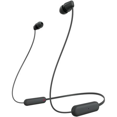 Sony Wireless Bluetooth Battery IPX4 Water DSEE Small WI-C100 Earbuds, Compatible, 25-Hour Life, Resistant, Enabled, Black, WI-C100 BZ,