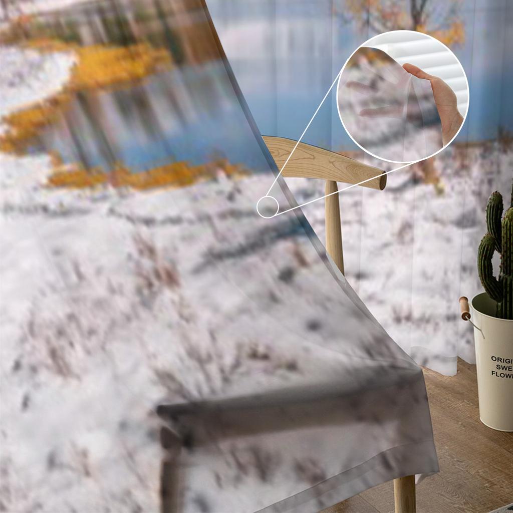 Mix Of Autumn And Winter In The Mountains Chiffon Sheer Curtains for Living Room Bedroom Window Curtain Voiles Tulle Cortinas