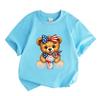Kids Boys Girls 100% Cotton Crew Neck Short Sleeve T-Shirt, Cute Patriotic Brown Bear American Flag Bow Milkshake Print 4th of July Casual Summer Tee