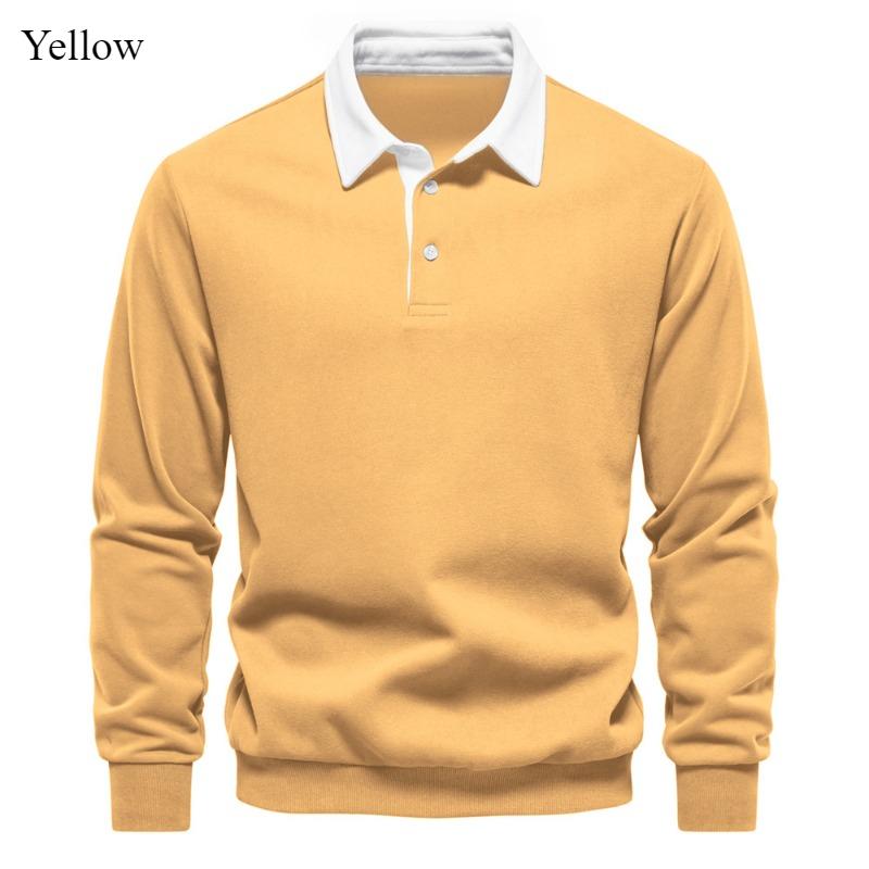 2024 New Autumn Winter Long-sleeved Polo Neck Hoodie Casual Sports Shirt Fashion Design Men's Cotton Top