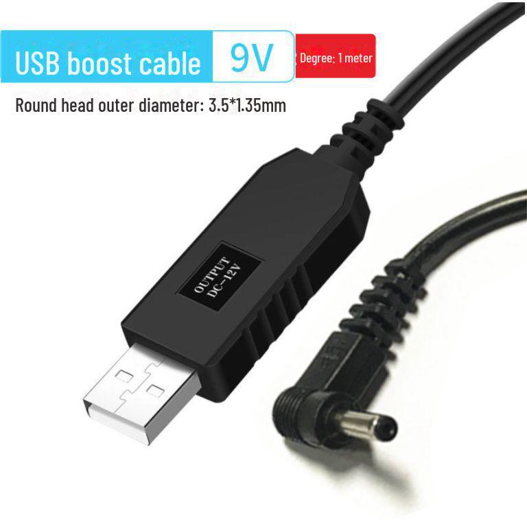 

Кабель USB to DC5521 Elbow 5V-12V Round Head Boost для зарядки аккумулятора 9V 9V 35135 elbow 1 meter 12W