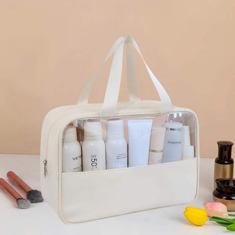 PVC Transparent Waterproof Travel Makeup and Toiletry Bag - Portable, Large Capacity Storage