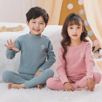 Kids' Double-Sided Plush Thermal Pajamas Set - Autumn Striped Top & Bottom for Boys and Girls