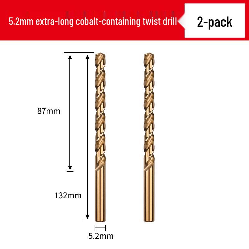Cobalt Extra-Long High-Strength Alloy Twist Drill Bit for Stainless Steel and Woodworking