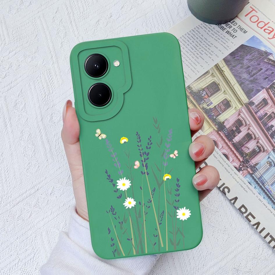 For OPPO Realme GT Neo2 3 C33 C55 C35 C20 C30 C31 Case Fashion Flower Avocado Protective Square Liquid Silicone Soft TPU For Realme Funda Coque Bumper