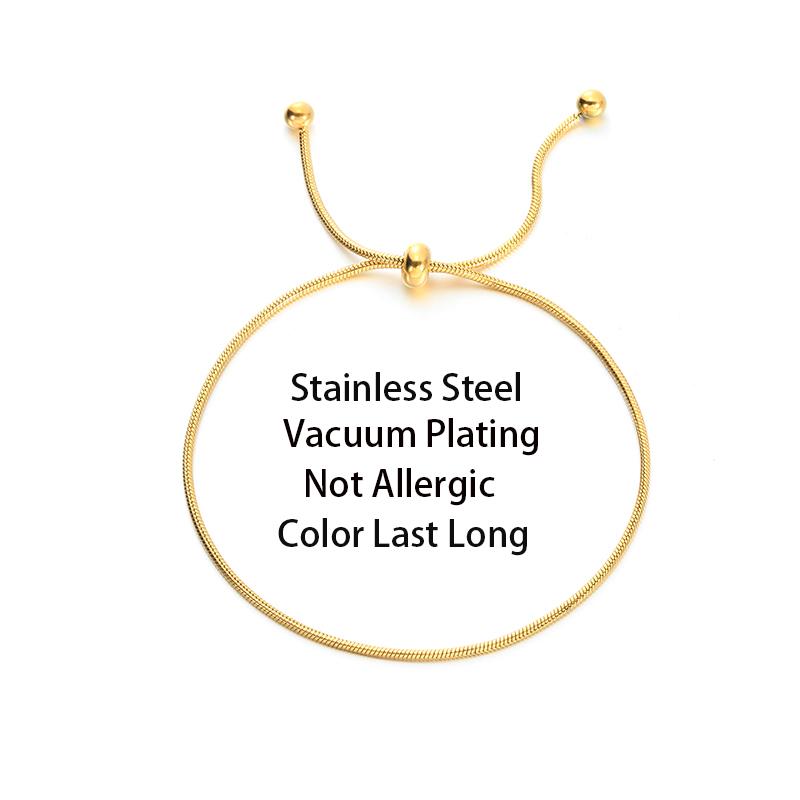 Trendy Simple Gold Color Snake Chain Stainless Steel Bracelets for Women Adjustable Female Daily Wear Bracelet Jewelry