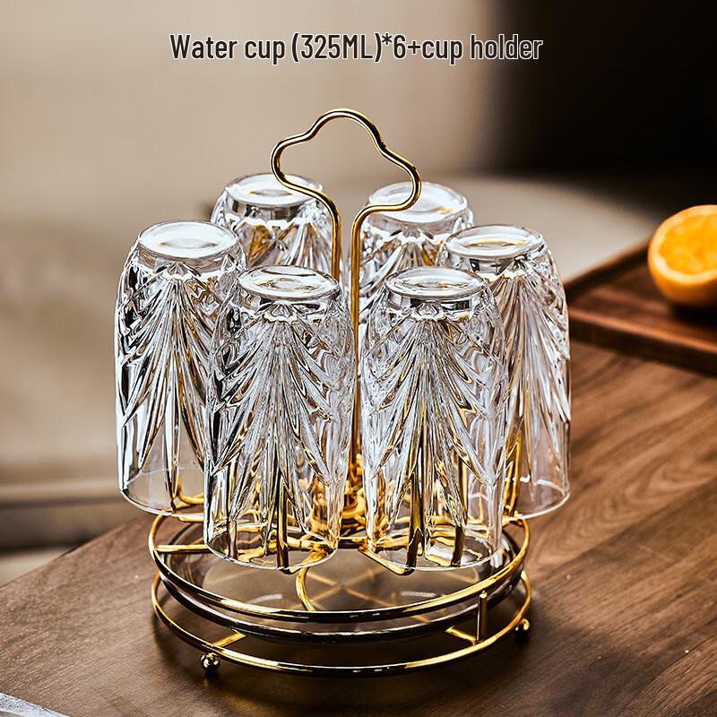 Handon 6-Piece Glass Cup Set with Gold Holder
