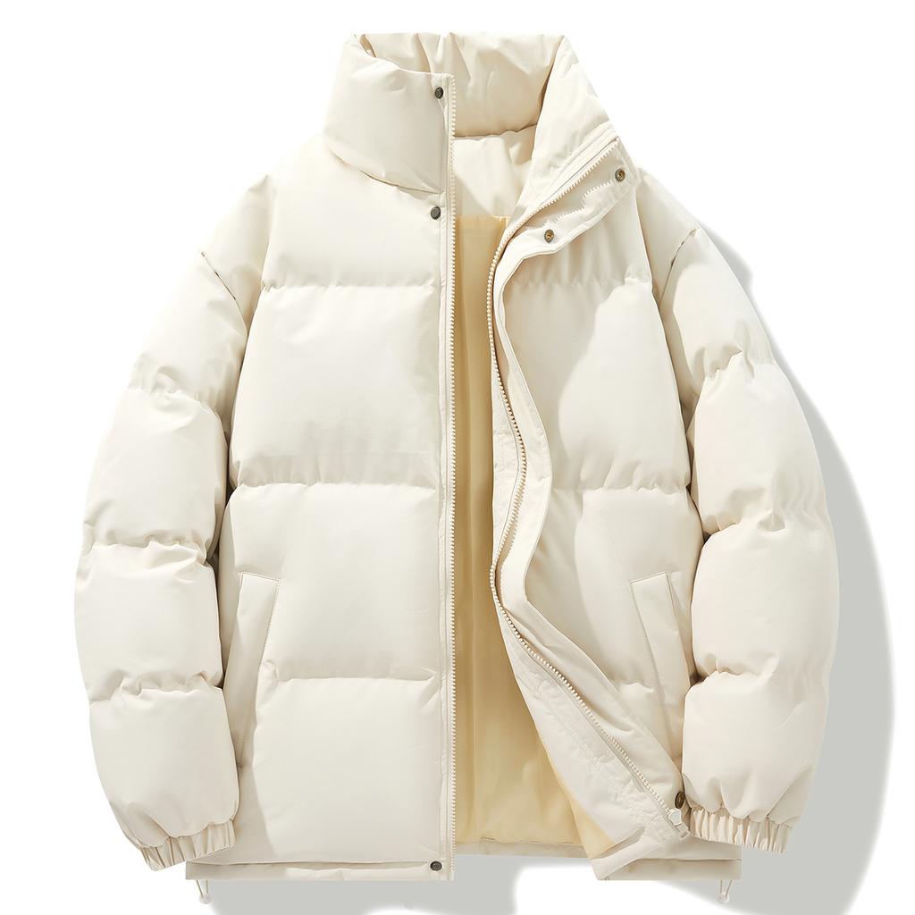 Męska Nowa Zimowa Luźna Bawełniana Kurtka z Kołnierzem Stojącym Jednokolorowa Krótka Ciepła Bawełniana Kurtka Kurtka