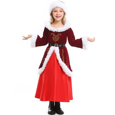 Kinder Mädchen Weihnachtsmann Weihnachten Rotes Kleid Gürtel Hut Set Kinder Weihnachten Neujahr Cosplay Kostüme Kindergarten Aufführung Rollenspiel Outfit