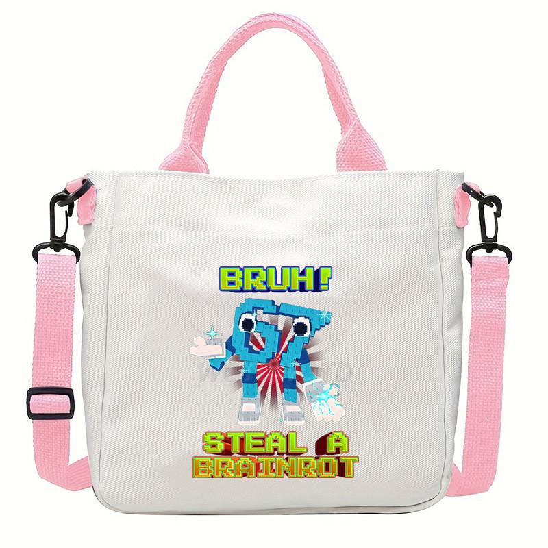Steal a Brainrot 67 Printed Student Crossbody Bag Casual Canvas Shoulder Bags