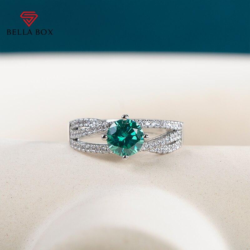 

Bella Box искусственный бирюзовый муассанит, кольца изменяемого размера для женщин, свадебные обручальные кольца, изящные подарочные ювелирные изделия Resizable зелёный