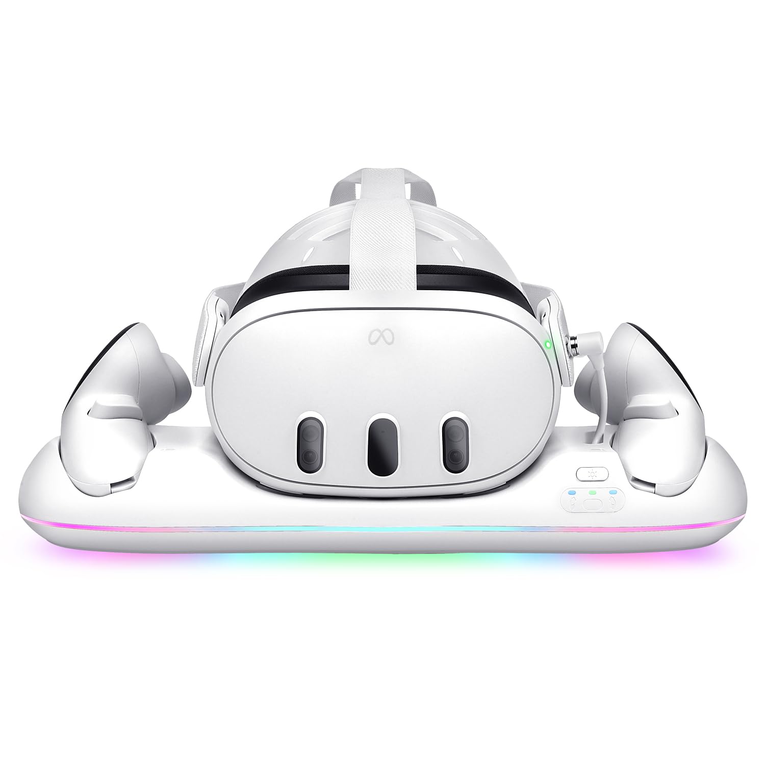 

[Сумісний з усією серією Meta Quest] Багатофункціональна зарядна станція VR Meta Quest Настільна док-станція Аксесуар (Швидка зарядка Type-C зі світлодіодним підсвічуванням)