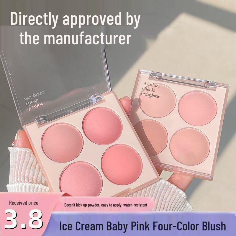 Mandooni Summer Blush Palette: vibrant, easy-apply, brightening four-color rouge for natural contouring.