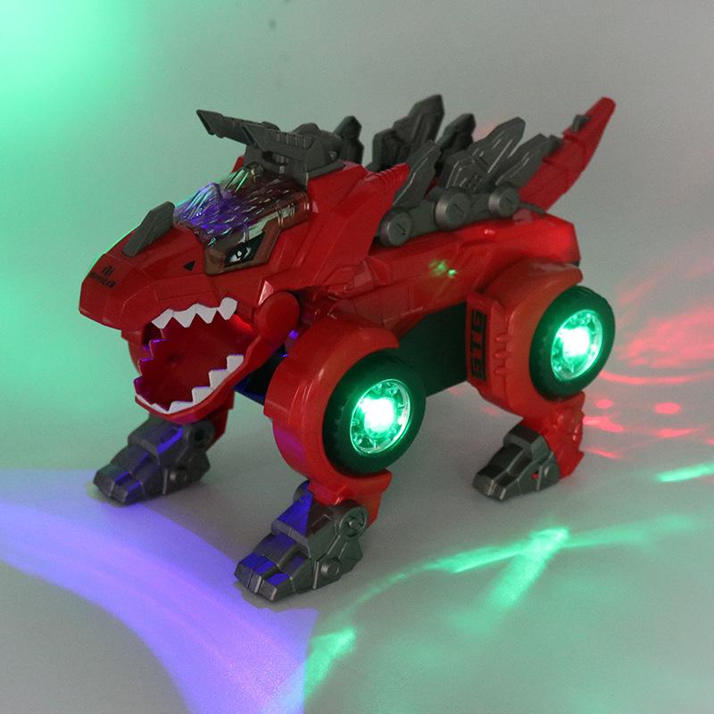 Electric Universal Dinosaur Deformation Car Music Light Automatic Deformation Dinosaur Chariot Children's Toys