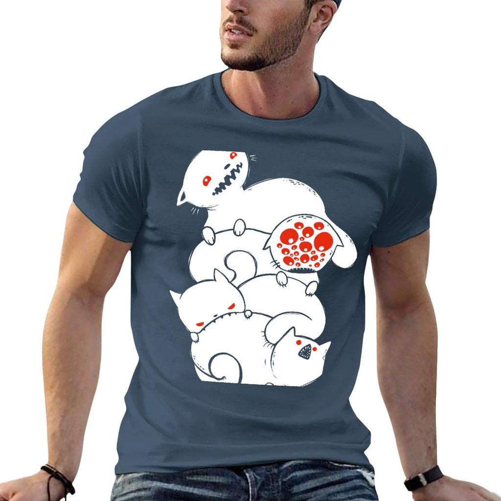 Strange Pile Of Monster Cats Drawing TShirt Work Wear Lightweight Tee
