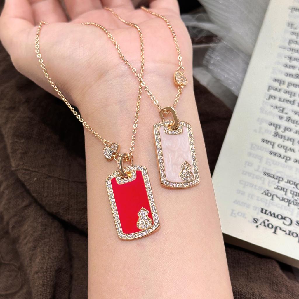 High quality full diamond gourd no matter brand square brand pendant necklace collarbone chain