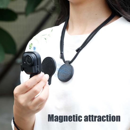Magnetic Action Camera Chest Mount for Insta360 GO Hands-free Quick Release Sports Camera POV Necklace Holder with Neck Strap Camera Accessory