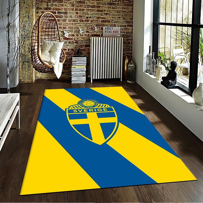 Sweden Flag Designed floor mat, suitable as a non-slip mat for the living room or bedroom sofa