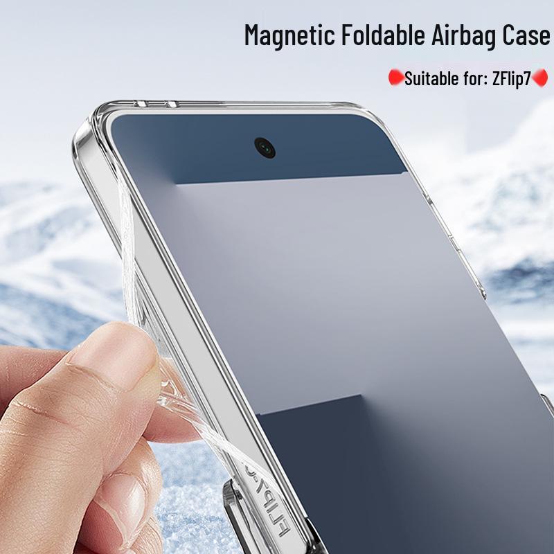 Samsung ZFlip7 Foldable Screen Magnetic Transparent Phone Case with Integrated Airbag