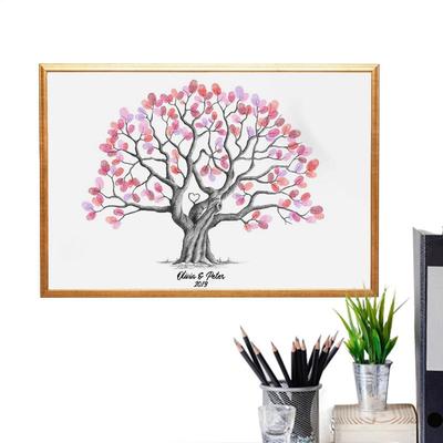 Albero delle Impronte su Tela Alternativa Tela Libro degli Ospiti di Matrimonio Albero delle Impronte Impermeabile Creativo Fai da Te Libro delle Firme per Festa