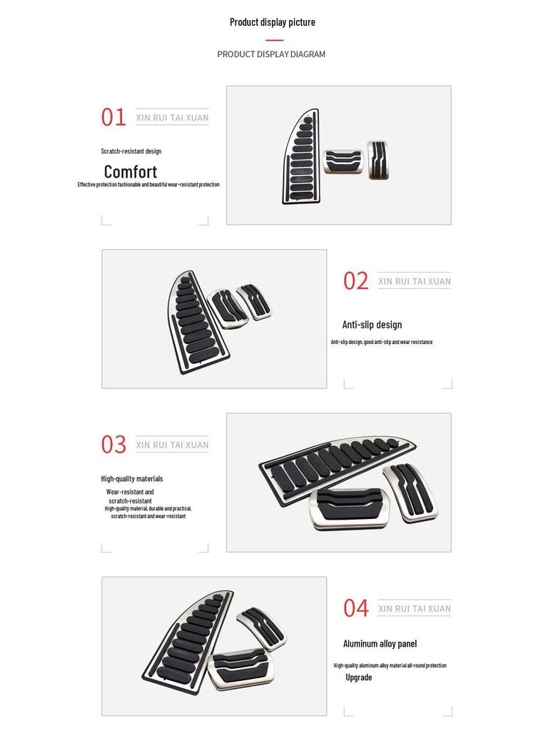 Non-Slip Pedal Covers for Ford Focus: Throttle, Brake & Rest Area