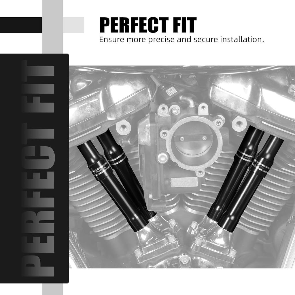 NICECNC Černé kryty zdvihátek Kryty táhel ventilů Kryt zdvihátka Kompatibilní s Harley Fat Boy FLFBS 114 2018-2024, Road King FLHR 2017-2024, Náhradní díl