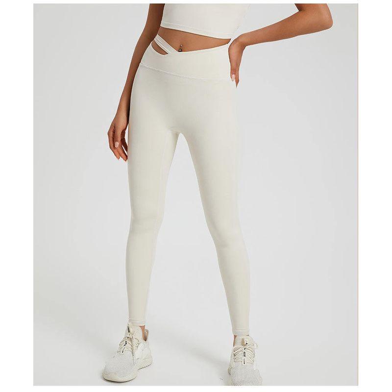 

V Waist Stylish Internet Celebrity Running Training Workout Pants Cream White S
