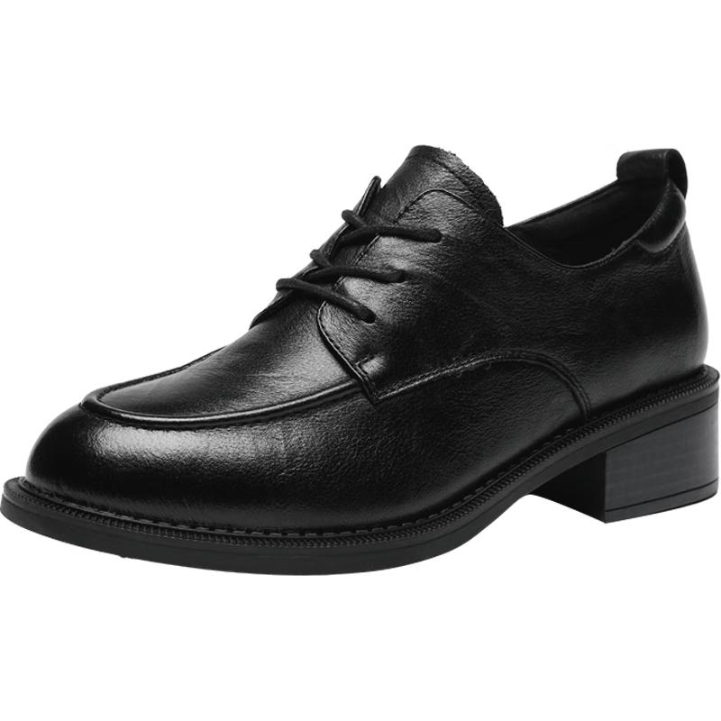 ZHR Women s Top-Grain Leather Block Heel Pumps JE13 36