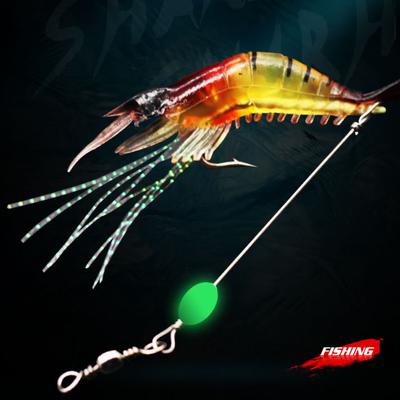 1/7 Stuks/Partij Garnalen Zacht Vismiddel 9Cm/6G Kunstaas Met Lichtgevend Kralen Draaibaar Haak Levensgetrouw Garnalen Lure Karper Vissen Aas