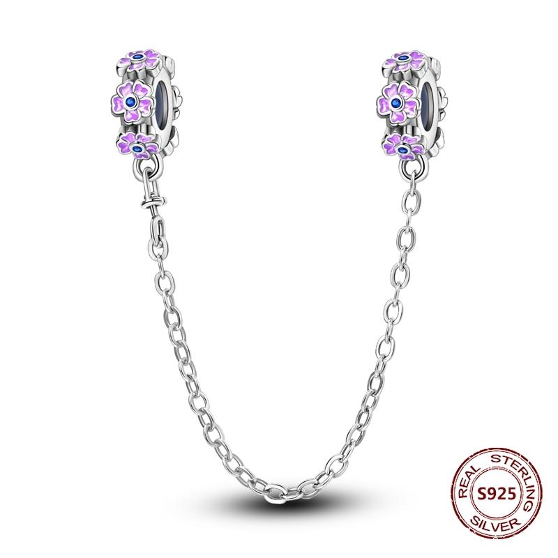 925 Silver Star Moon Bracelet Ocean Safety Chain with Colored Zircon Beads DIY Fine Jewelry for Women