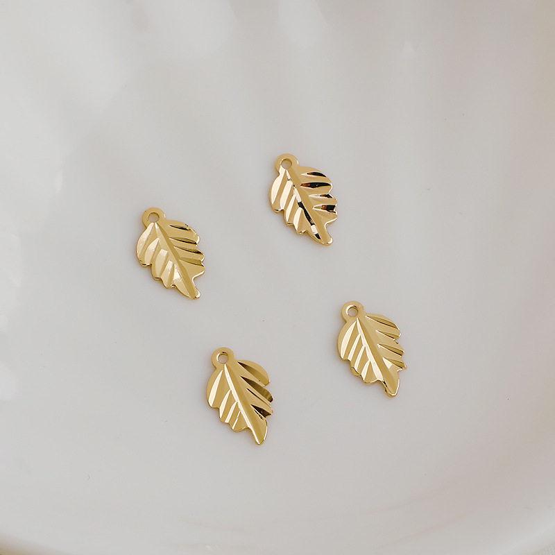 14K Gold Plated Engraved Thin Leaf Pendant & Charm Necklace for DIY Jewelry