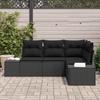 Garden Sofa Set 4 Pcs Black Poly Rattan
