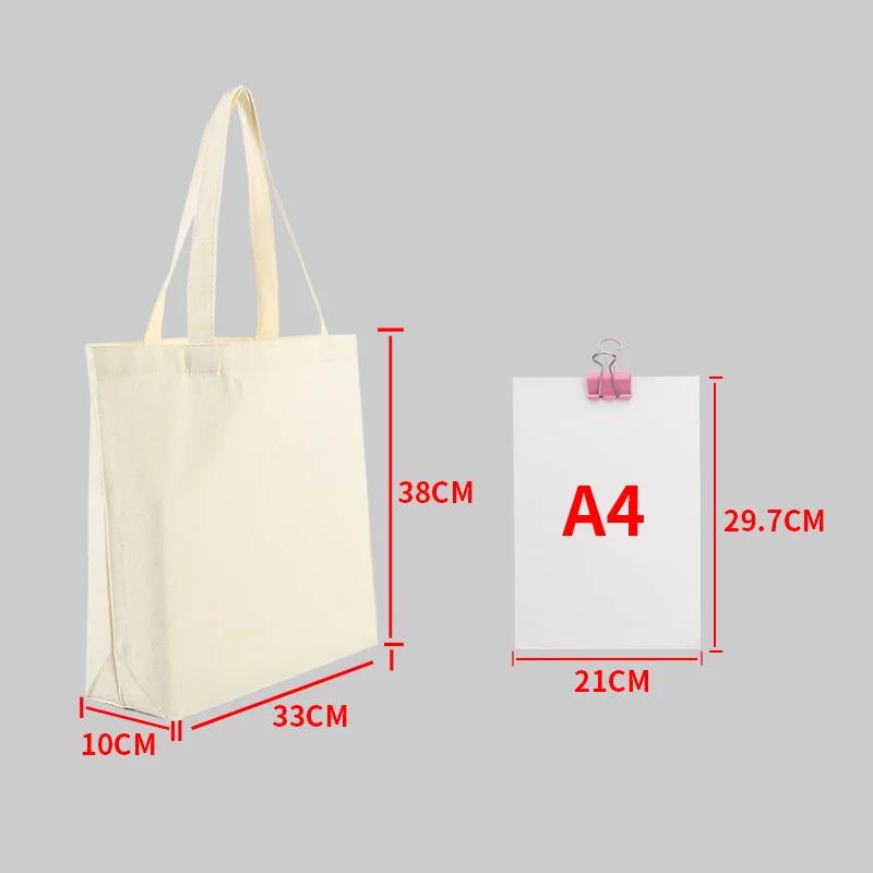 Reusable Foldable Shoulder Handbag Eco-Friendly Women Ladies Large Cotton Fabric Canvas Tote Bag For Market Shopping Bags Blank