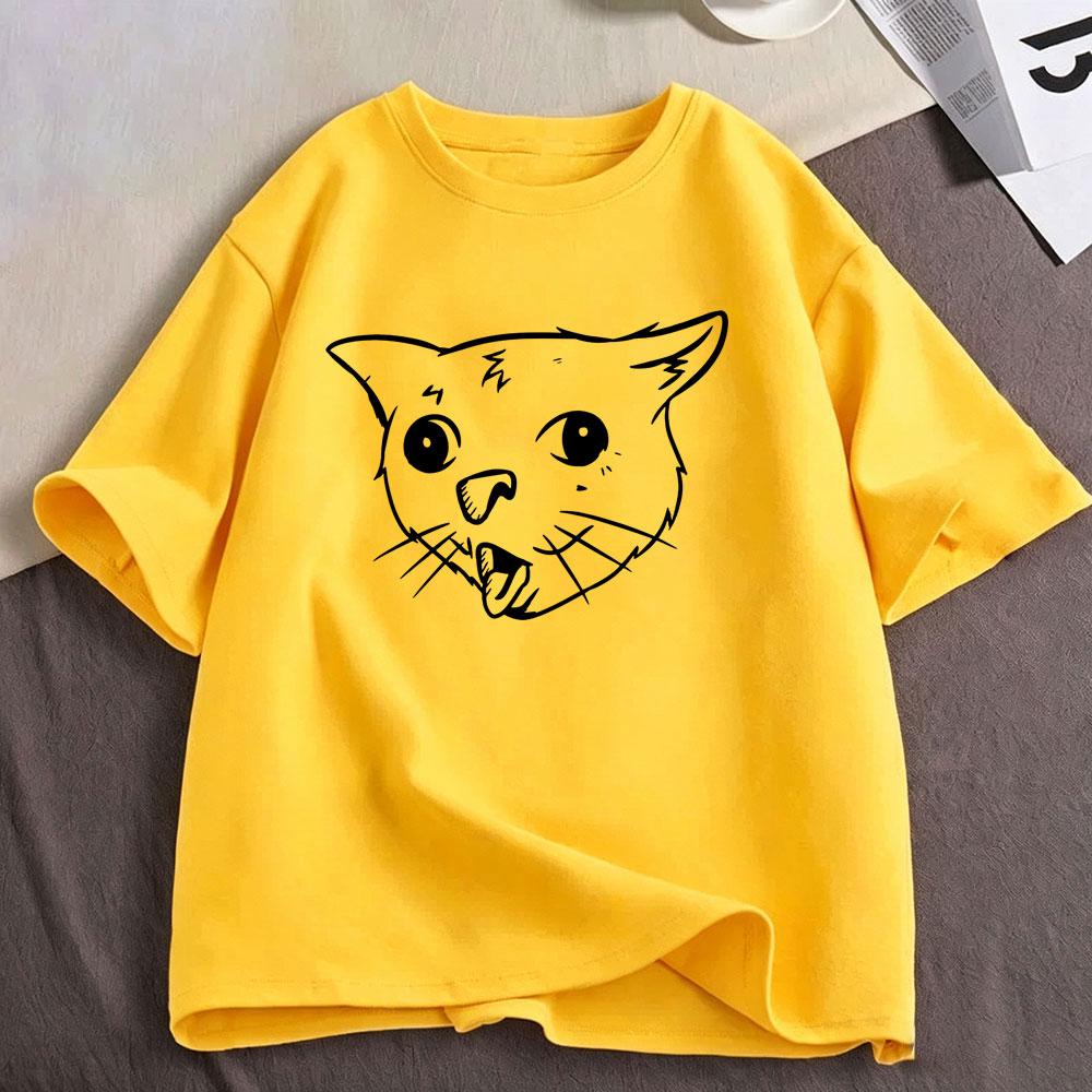 Coughing Cat Funny Meme Graphic T Shirts Unisexs Unisex Clothing Fashion Cotton Casual Oversized Short Sleeve Tshirts Streetwear