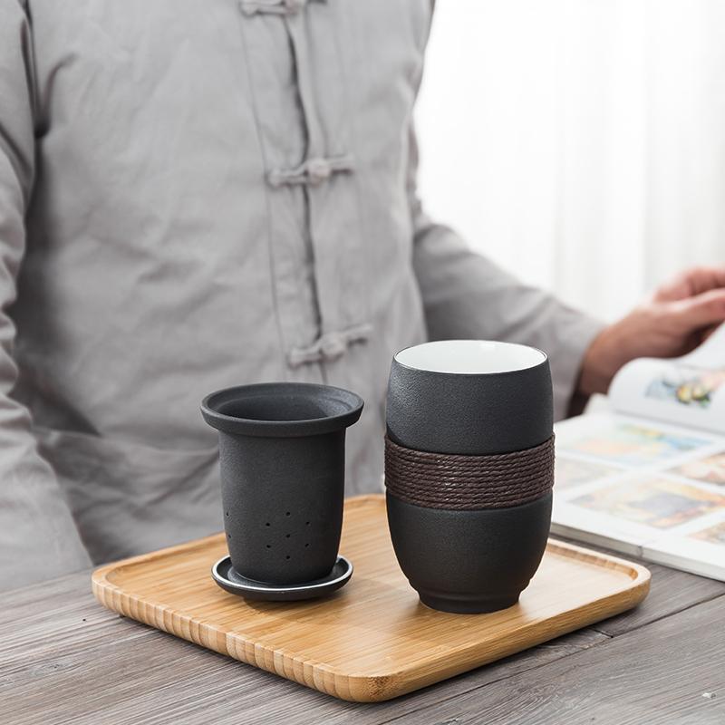 Japanese Style Tea Cup Separation Tea Cup Home Office Travel Portable Filter Ceramic Tea Cup 285ML Tea Cup Set Ceramic Mug