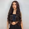 Parrucche sintetiche ondulate lunghe marrone scuro Parrucche per capelli per donne Parrucche cosplay quotidiane a onde profonde Resistenti al calore