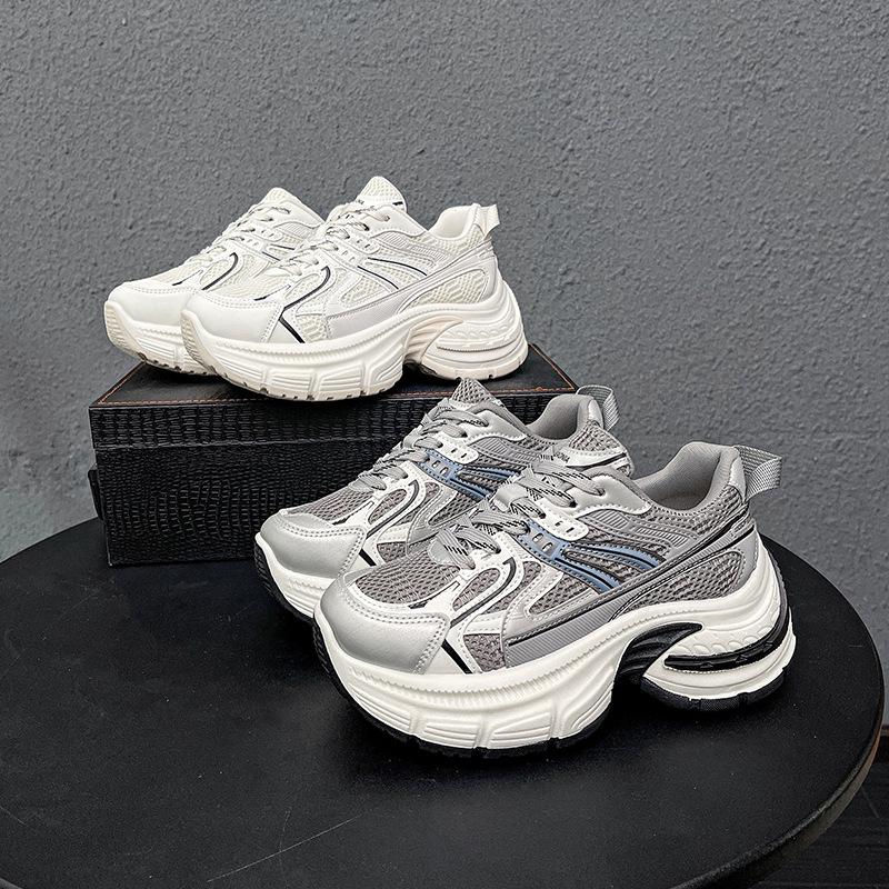 Lederschuhe Damen Frühfrühling neu dicksohlige erhöhende vielseitige lässige Sportschuhe