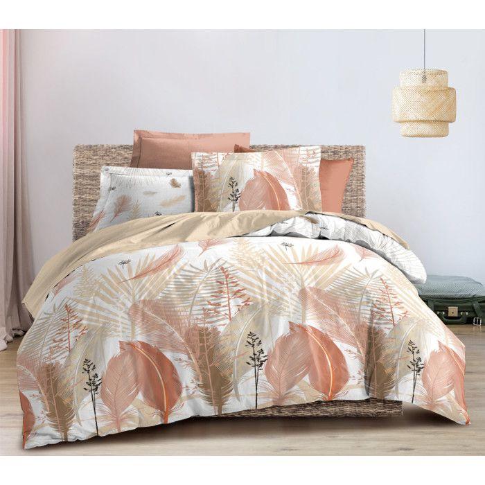 Parure de couette 3P "Louna" 260 x 240 cm Plumes Multi King size Coton Pur