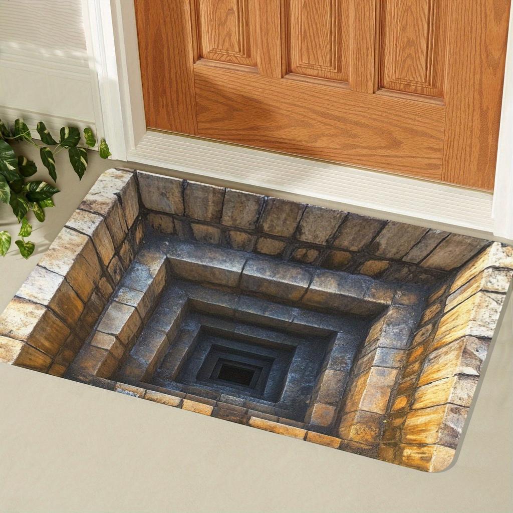 2D Optical Illusion Endless Cave Design Doormat Flannel Doormat Living Room Room Holiday Home Give You Lucky Doormat Home Decor