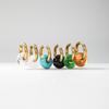 YF7031 Trendy Non Tarnish Hypoallergenic Jewelry 18K PVD Gold Plated Stainless Steel Natural Stone Agate Gemstone Hoop Earring