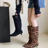 Retro High-heeled Boots for Women and Small Men, Autumn and Winter 2025, New Over-the-knee Boots, Pointed-toed Fine-heeled Pleated Stacked Boots